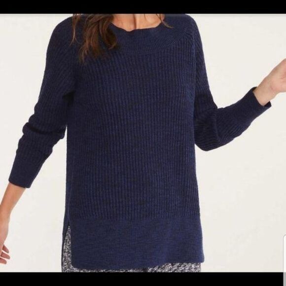 NWT Lou & Grey Ribtrim Tunic Sweater Blue Medium - Picture 1 of 5